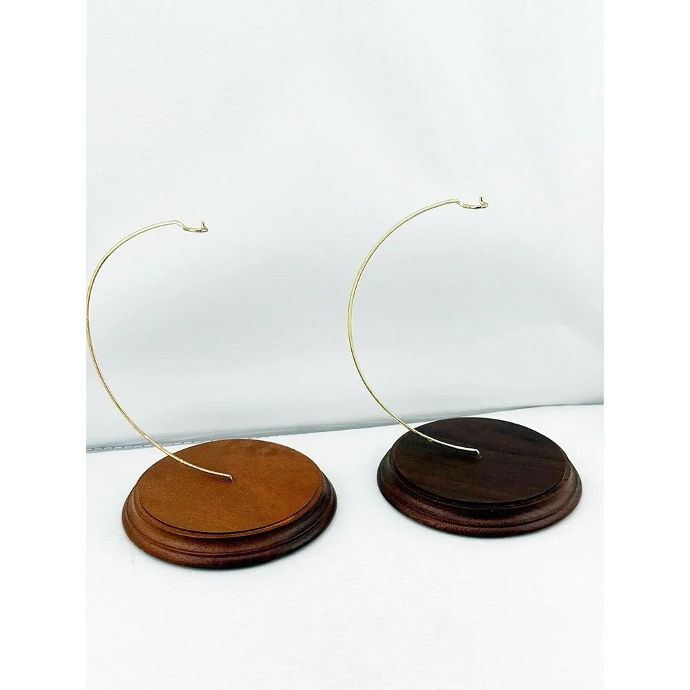 Vintage Hallmark Ornament Display Stand Set Of 2. Solid Walnut Base